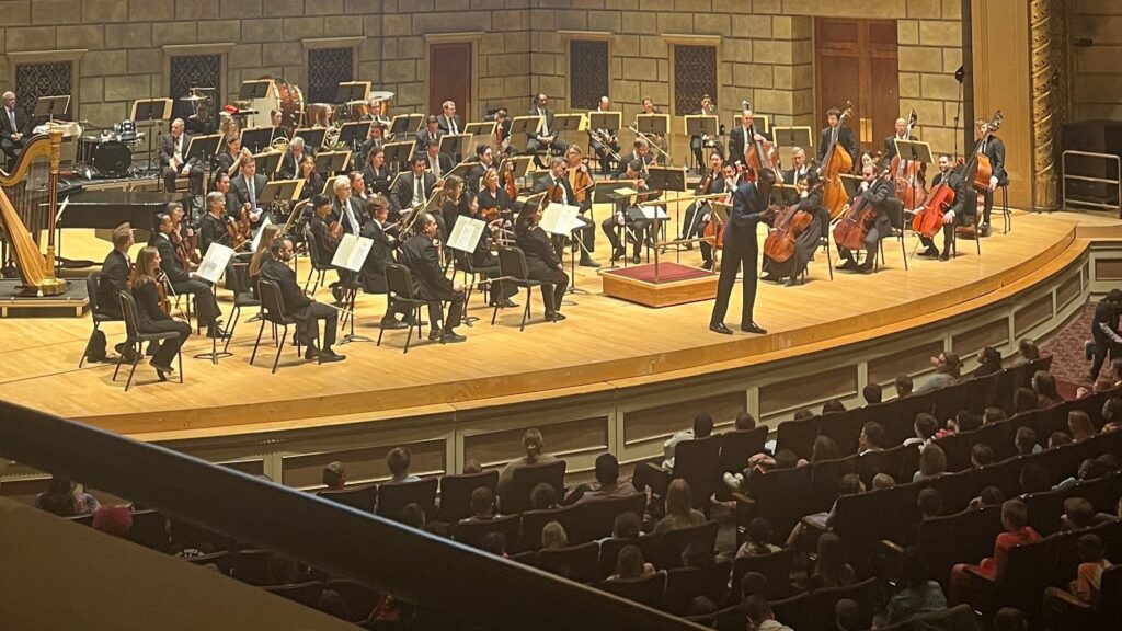 A view from the balcony of Rochester Philharmonic Orchestra's education series.