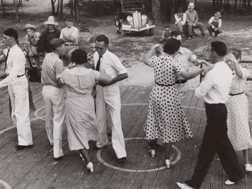 Group of people square dancing