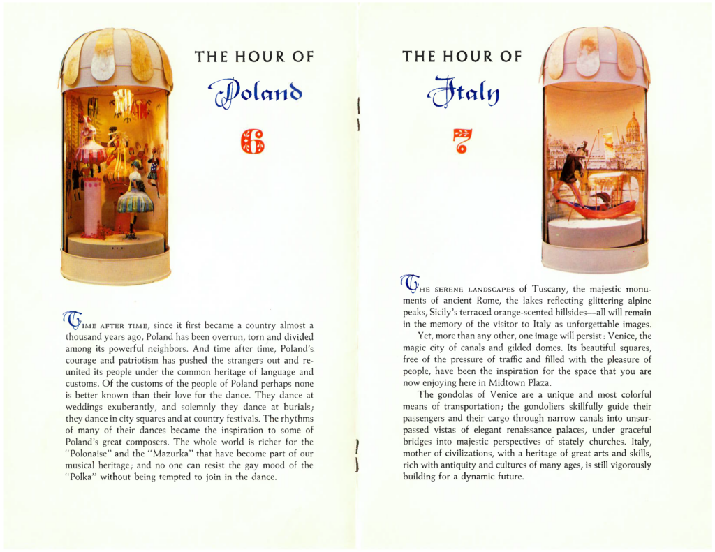 The Hour of Poland and the Hour of Italy dioramas and descriptions