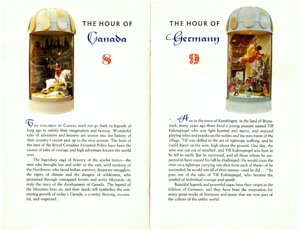 The Hour of Canada and the Hour of Germany dioramas and descriptions