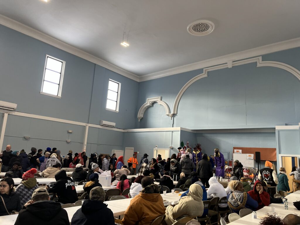 A hall full of people,