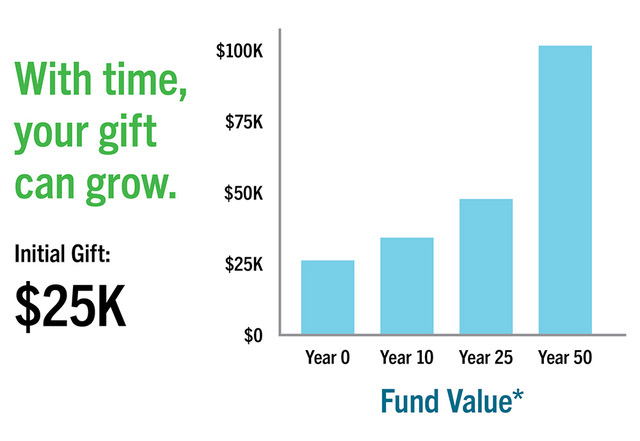 graph that demonstrates how $25,000 can grow to $100,000 across a 50 year period