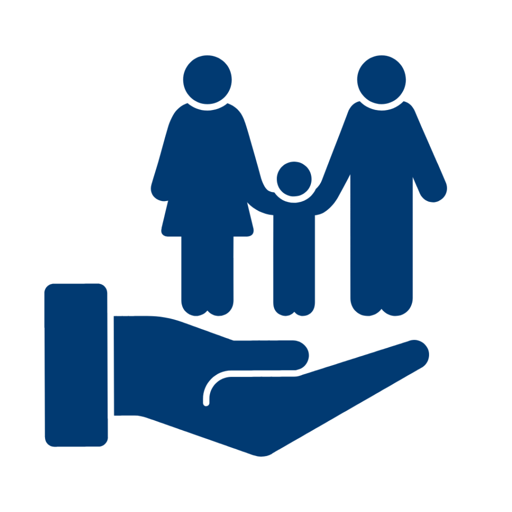 hand holding a family icon