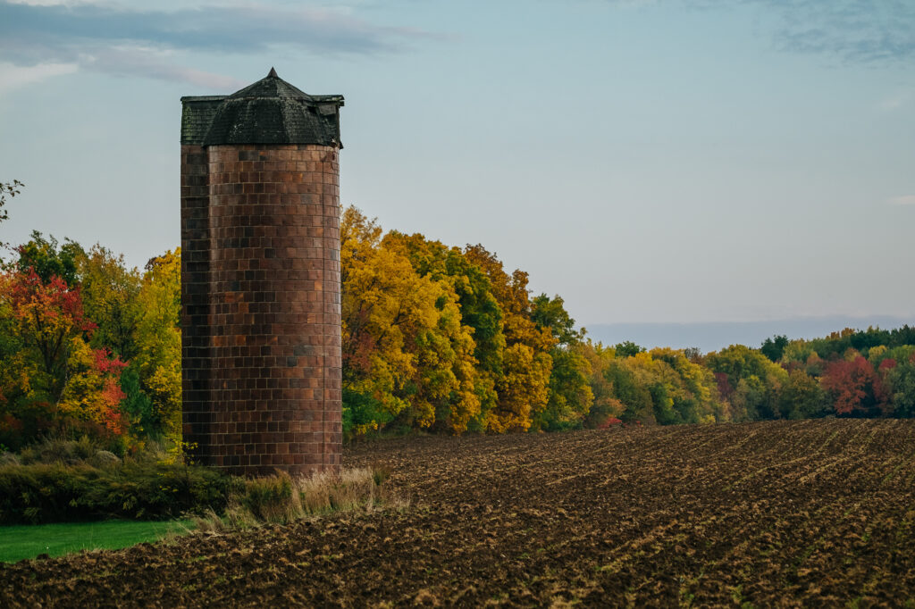 silo in a field in Genesee