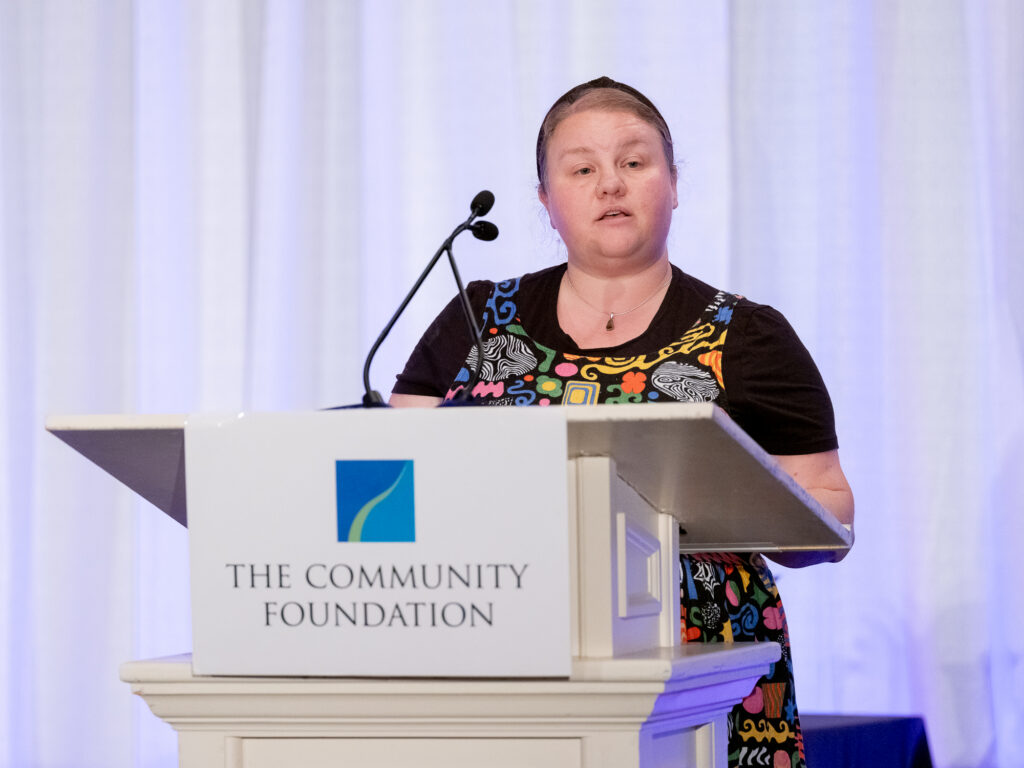 Kayleigh speaking at Celebration of Giving