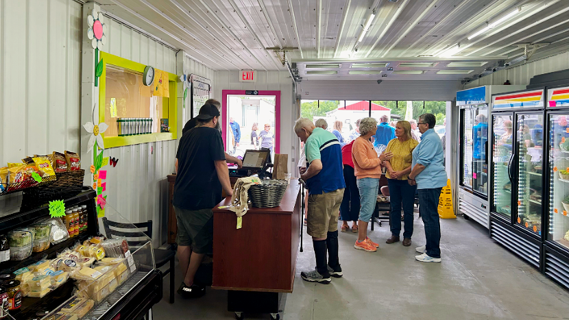 Shoppers inside the Dundee Fresh Grocery store in Yates County, NY